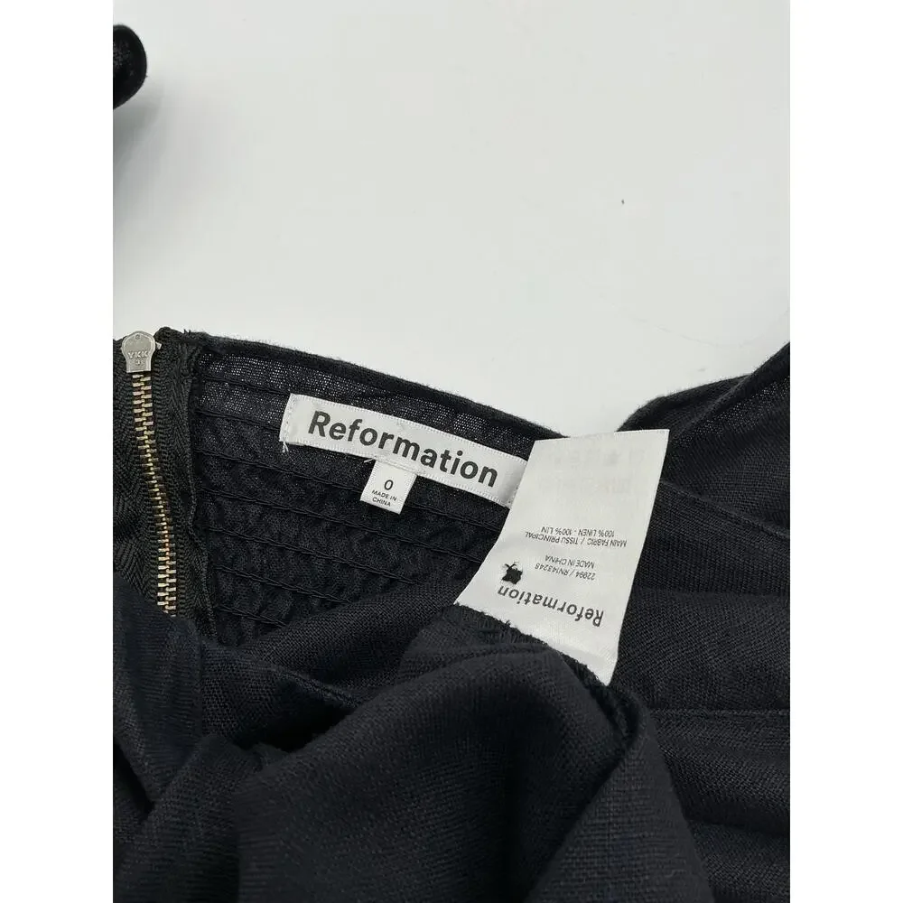 Reformation black sleeveless button-front midi dress with bow detail - Picture 3 of 3